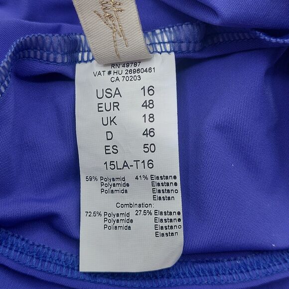 New! Gottex Halter Wrap Front Top Women's Size 16 Purple Shirred Padded Cups - Picture 6 of 7
